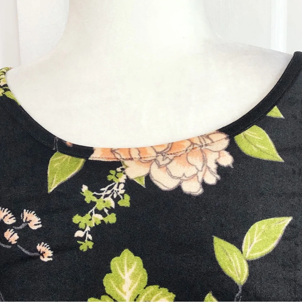 Capsule Black Multi Floral Velvet Ruched Long Sleeve Shift Dress 16 - Picture 3 of 16